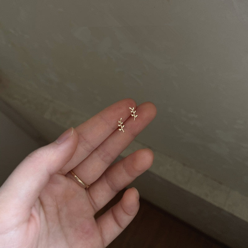 925 Silver Needle Simple Shiny Zircon  Gold Plating  Earrings