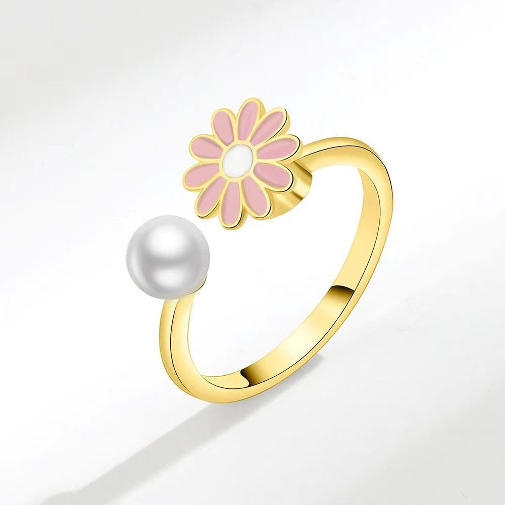 Zircon Moon Star Stainless Steel Adjustable Finger Ring