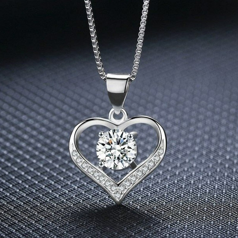 Shiny Bling Zircon Double Layer Heart Clavicle Chain  Necklace