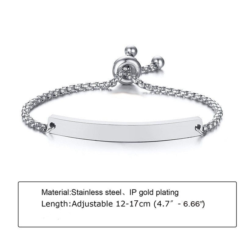 Custom Personalized Name Baby ID Stainless Steel Bracelet