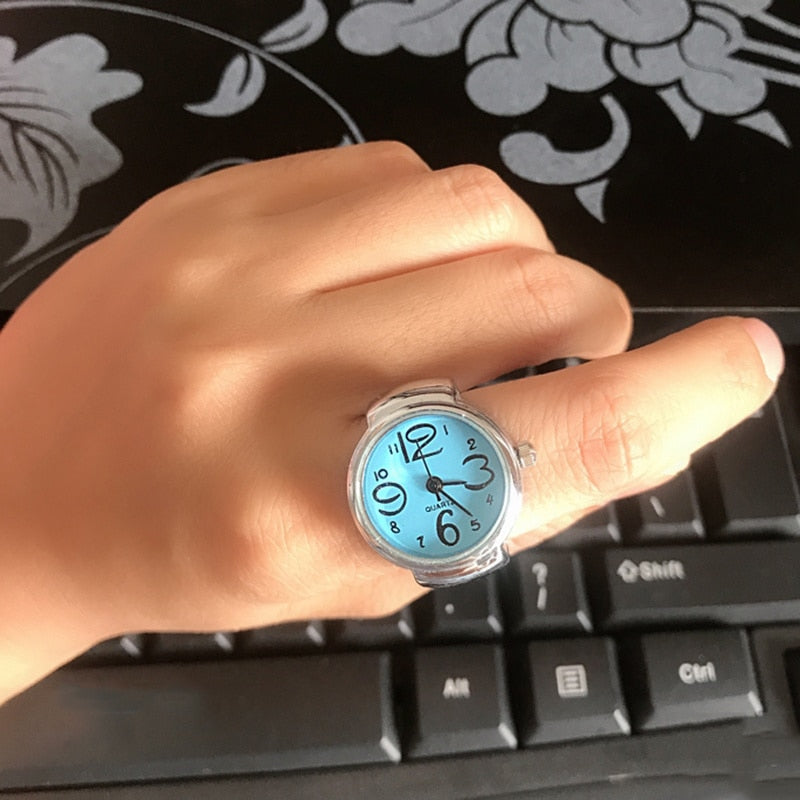 Fashion Couple Watch Ring Round Quartz Stainless Steel