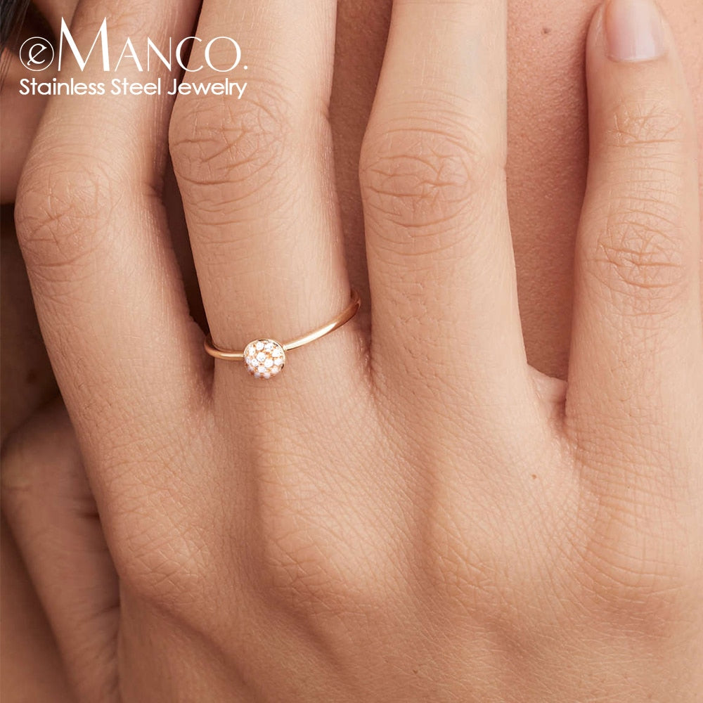 eManco Classic Stainless Steel Rings Gold Color Couple For Women And Men Wedding  Fashion Style Jewelry