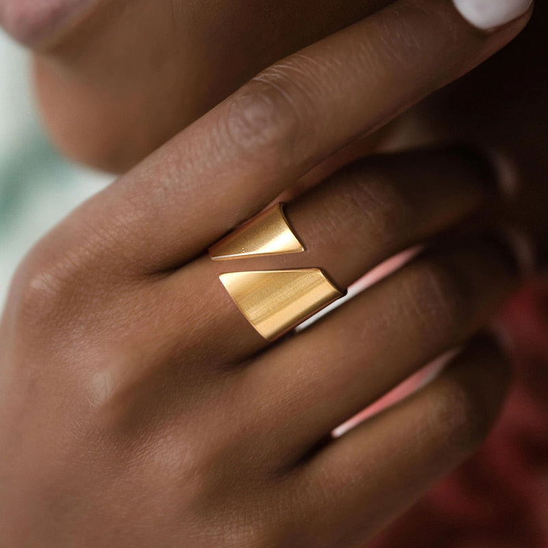 Stainless Steel Modern Wrap Wide Ring for Women