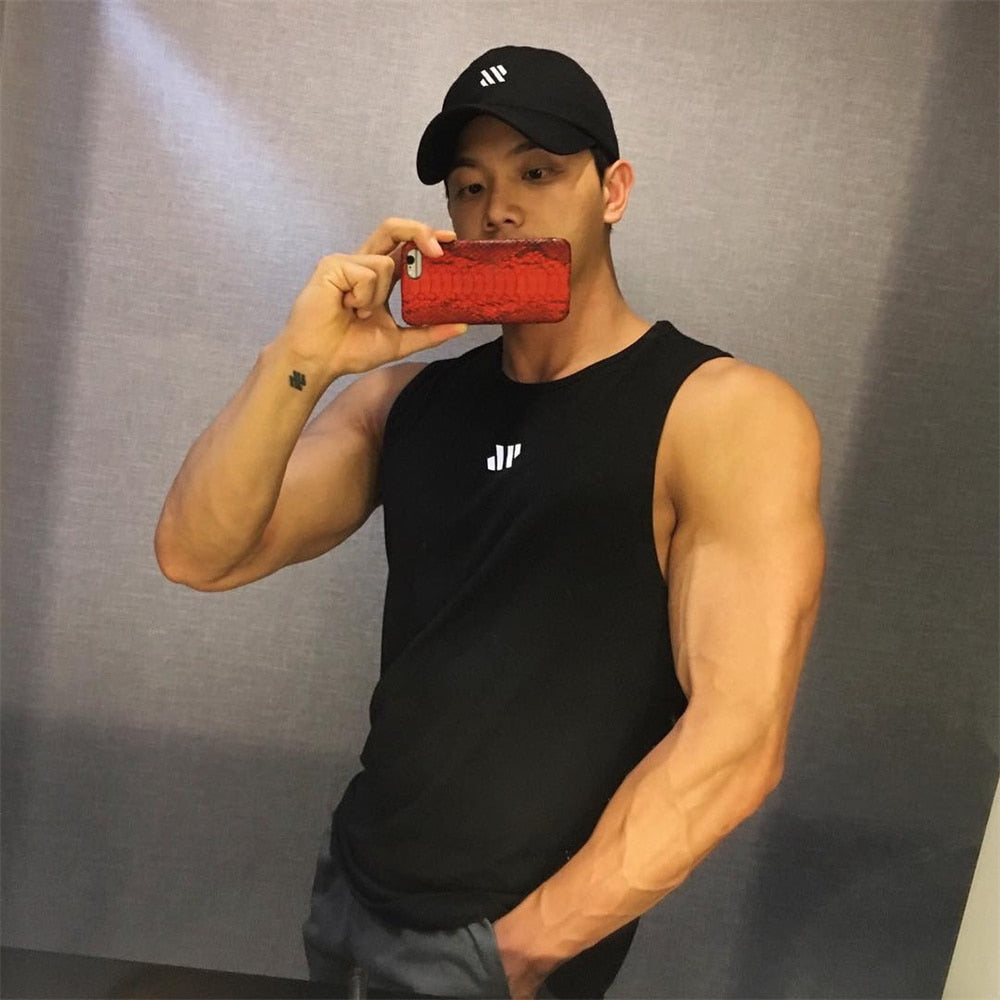 Men's Summer Gym Shirt Street High Quality Sleeveless T-shirts For Men Tank Tops Workout Fitness Singlets Sport Vest Clothing