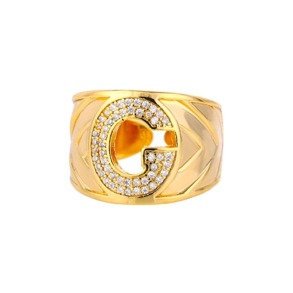 Adjustable Stainless Steel Alphabet Name Initials Ring