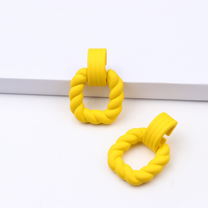 Korean style candy colors C-shaped earrings