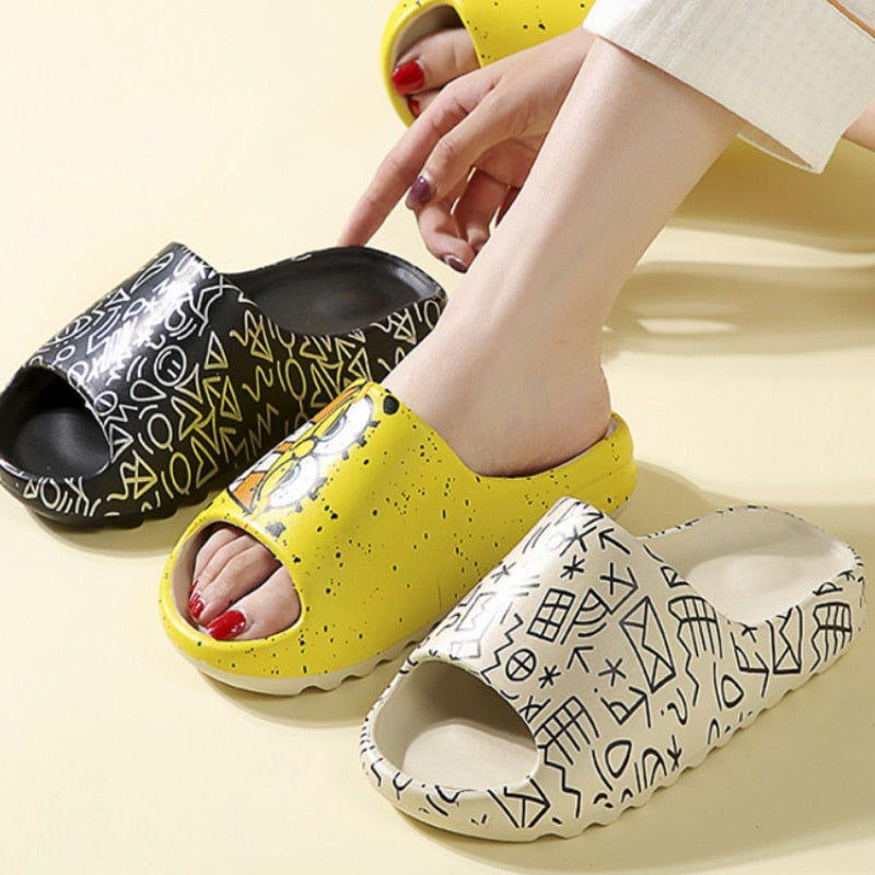 Thick Printed Graffiti Flip Flops Unisex