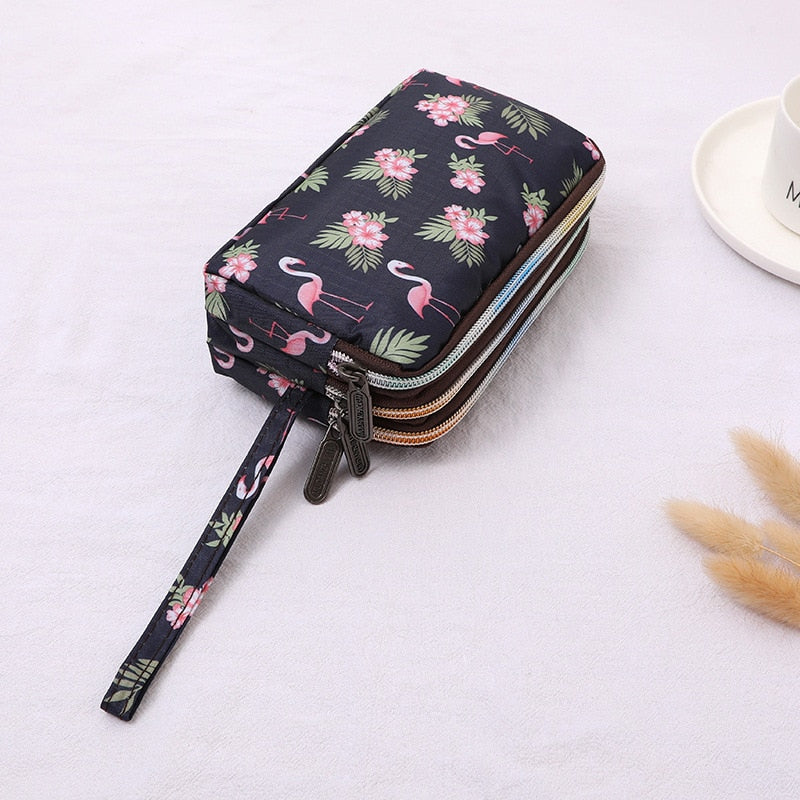 Three-layer Print Canvas Long Wallet