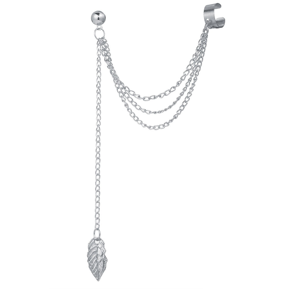 JWER New Long Tassel Ear Cuff Multilayer No Piercing