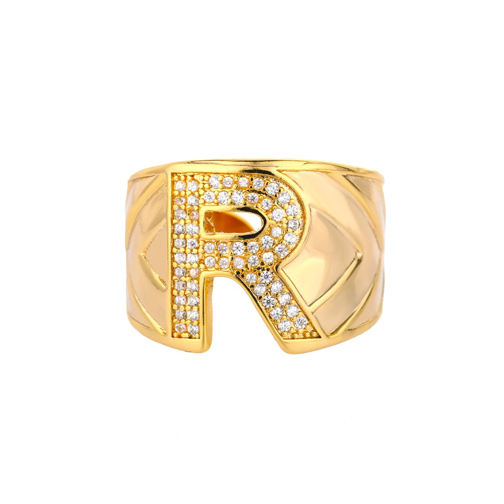 Adjustable Stainless Steel Alphabet Name Initials Ring