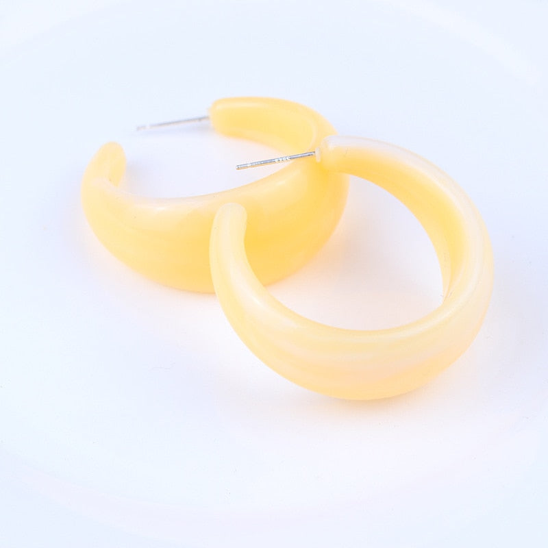 Korean style candy colors C-shaped earrings