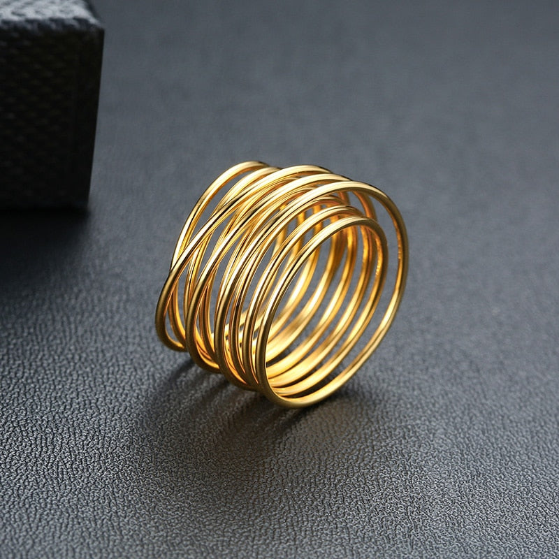 Stainless Steel Modern Wrap Wide Ring for Women