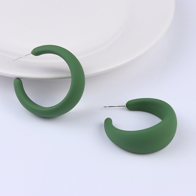 Korean style candy colors C-shaped earrings