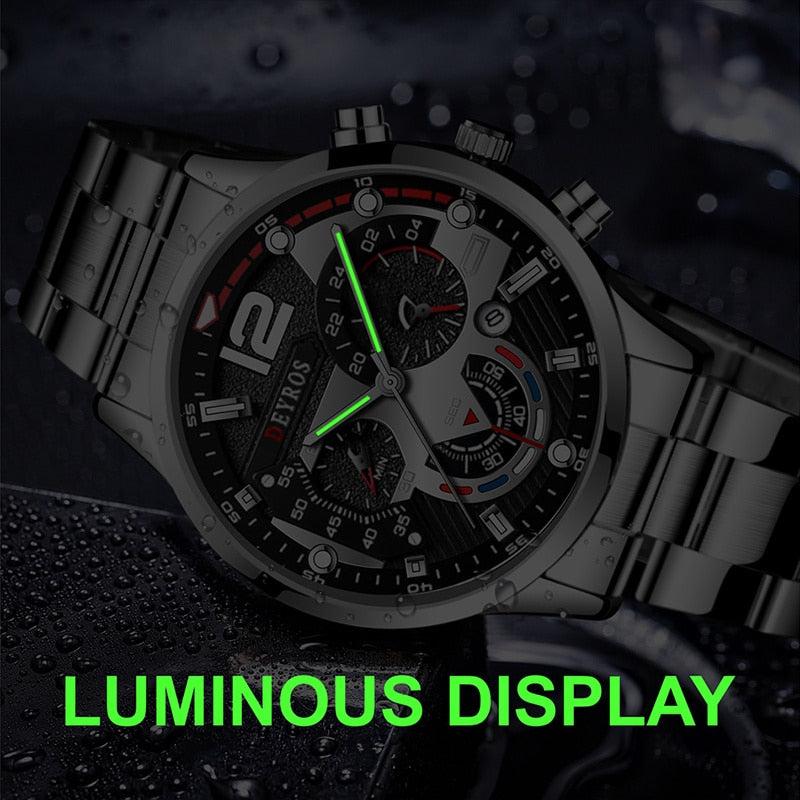 Luxury Stainless Steel Quartz Wristwatch