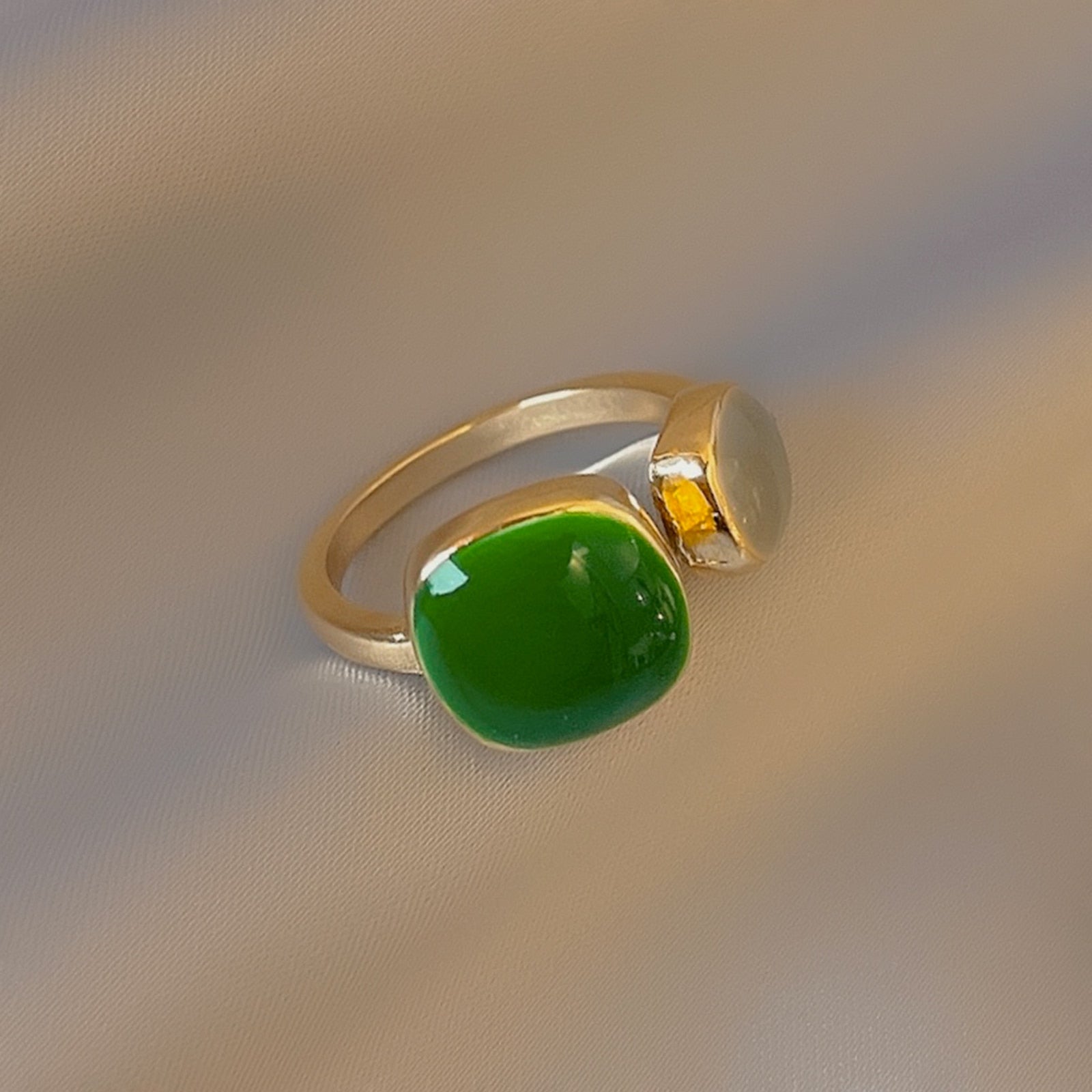 LATS French Retro Drop Glaze Gold Color Open Ring - Jeglowstore