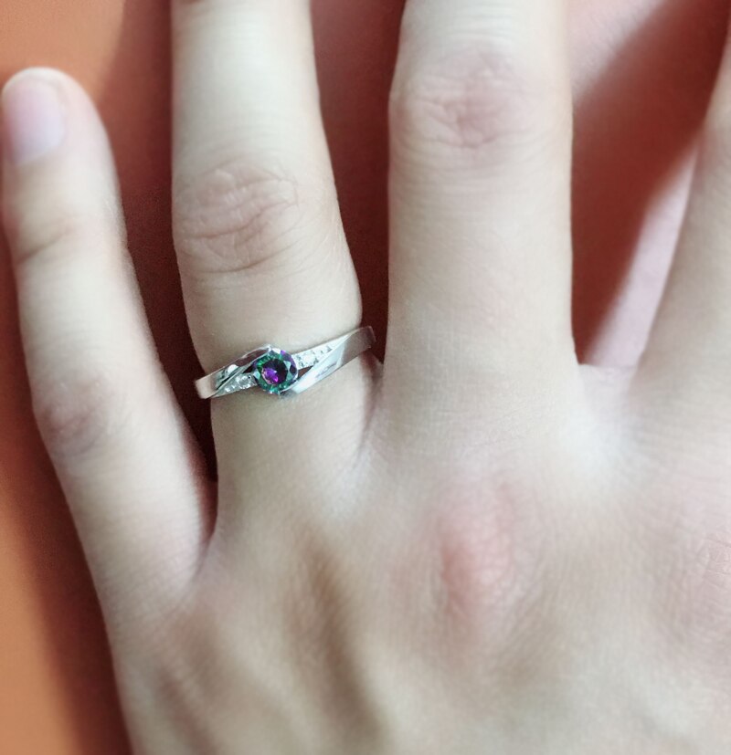 YANHUI 100% Original Tibetan Silver 0.5ct Colorful Cubic Zirconia Ring - Jeglowstore