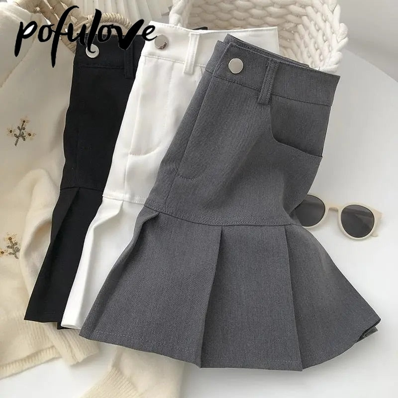 White Pencil Pleated Skirt