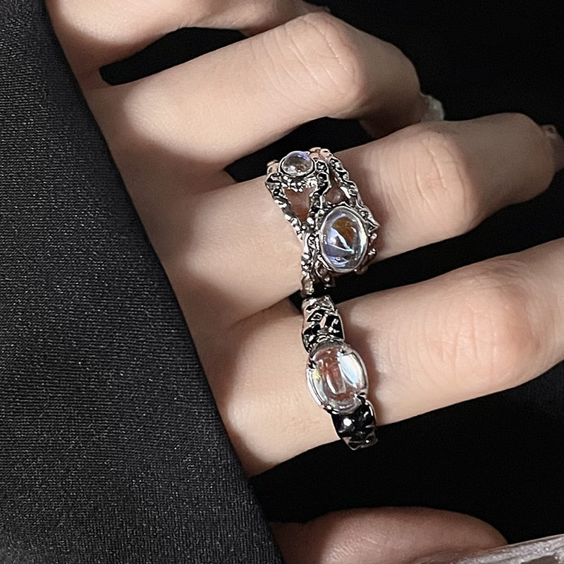 Korean Crystal Opal Irregular Zircon Star Ring
