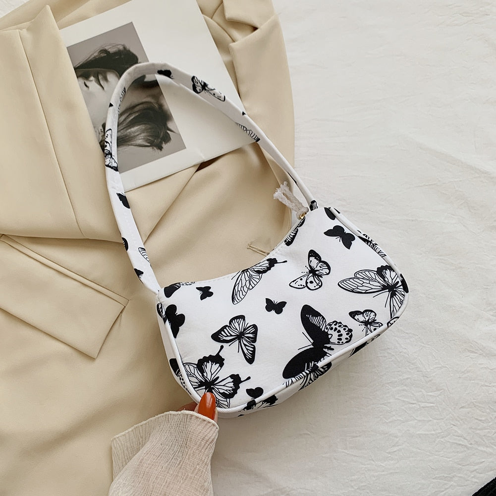 Vintage Animal Pattern Print Canvas Shoulder Bag Vintage
