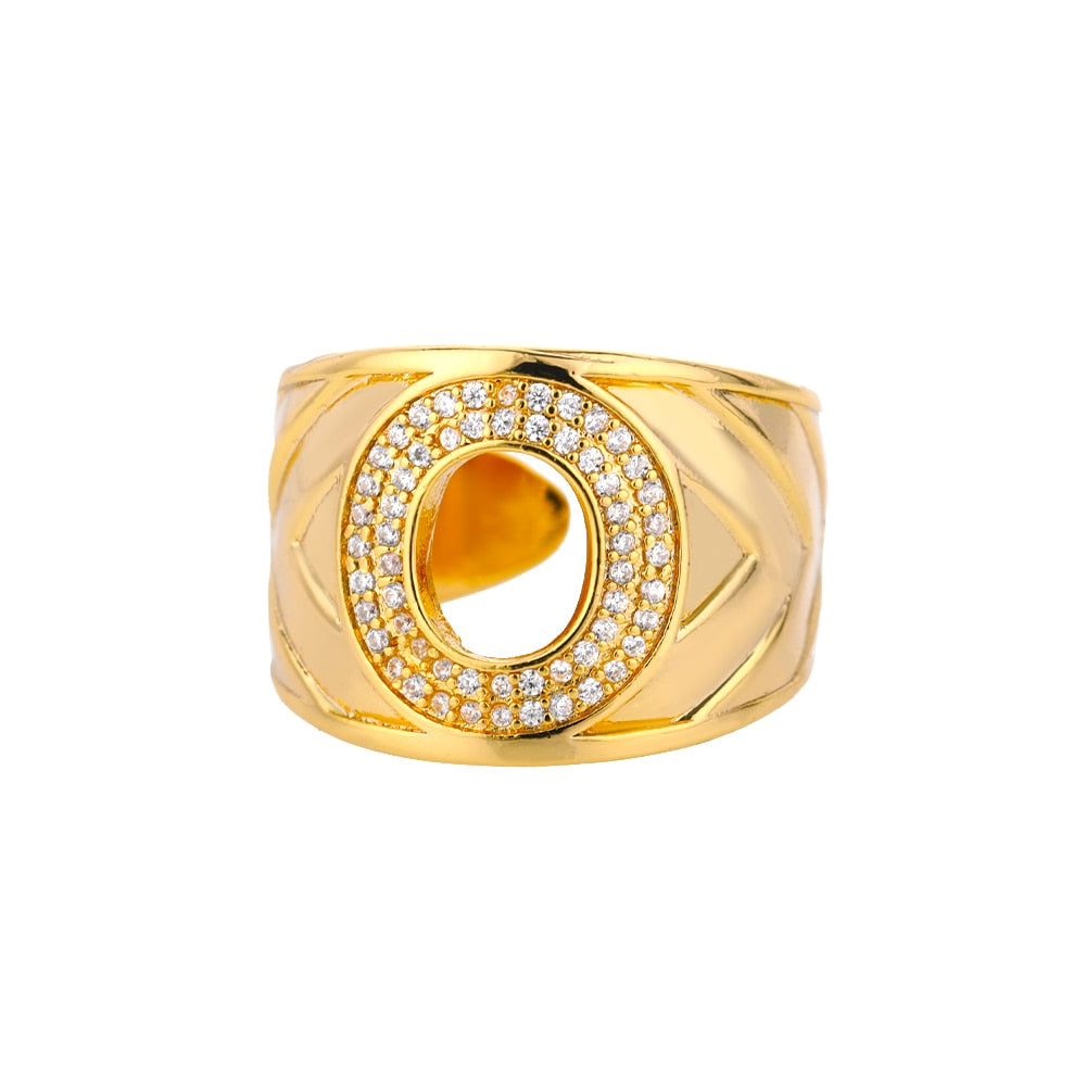 Adjustable Stainless Steel Alphabet Name Initials Ring