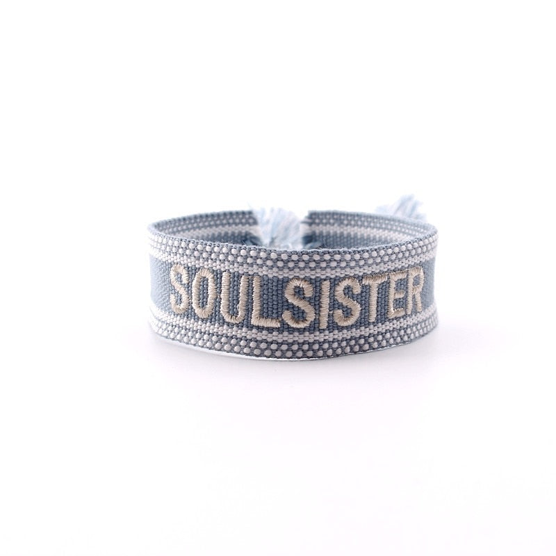Bohemia Embroidery Letters Woven Tassel Bracele