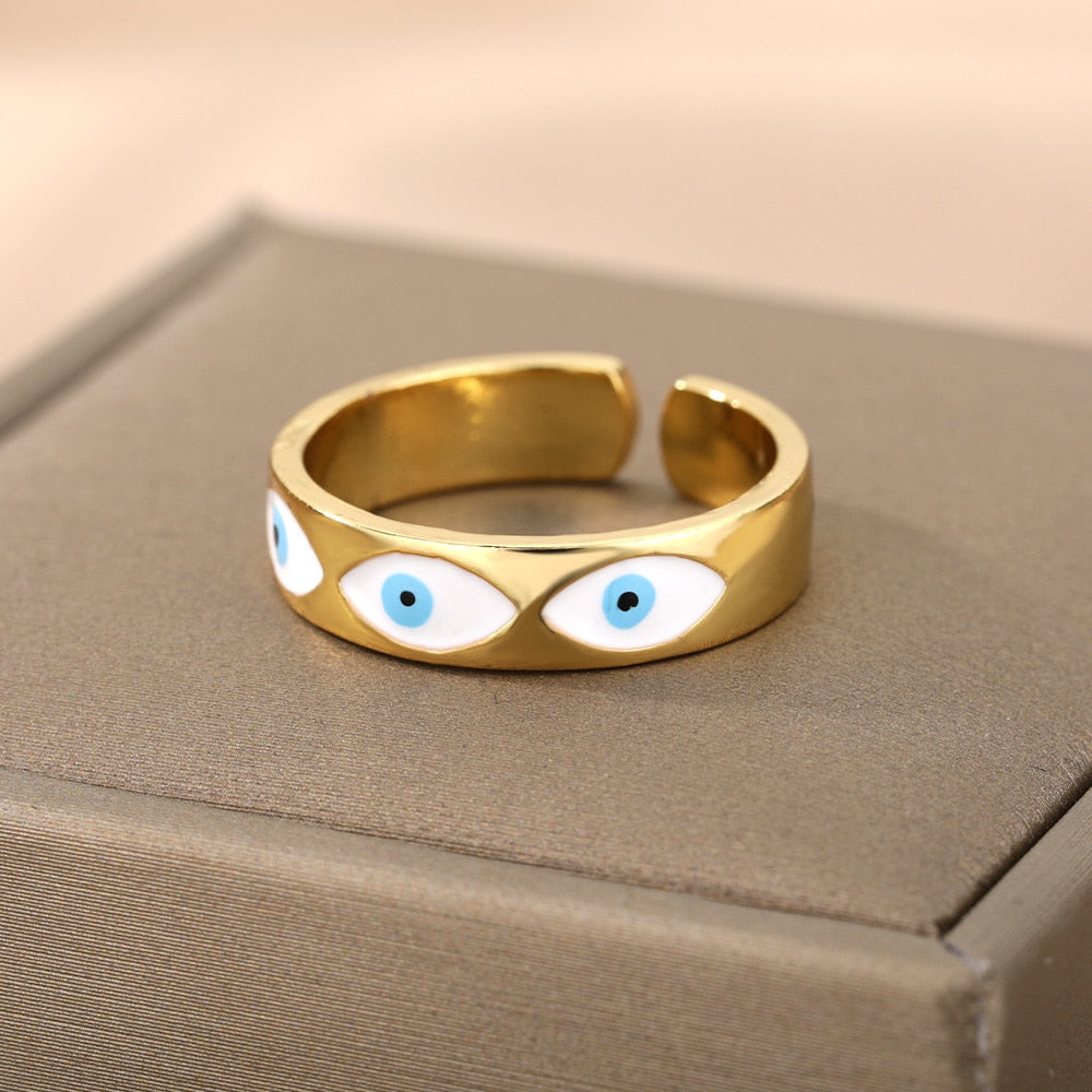 Colorful Enamel Adjustable Open Stainless Steel Ring - Jeglowstore