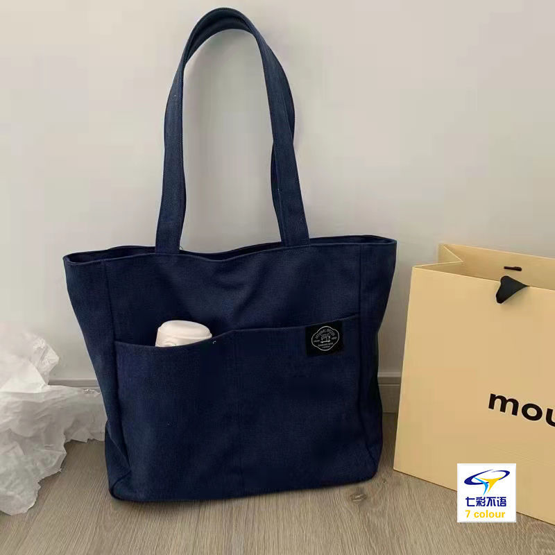 ZHE JIANG Large Capacity Cotton Reusable Canvas Tote Bag