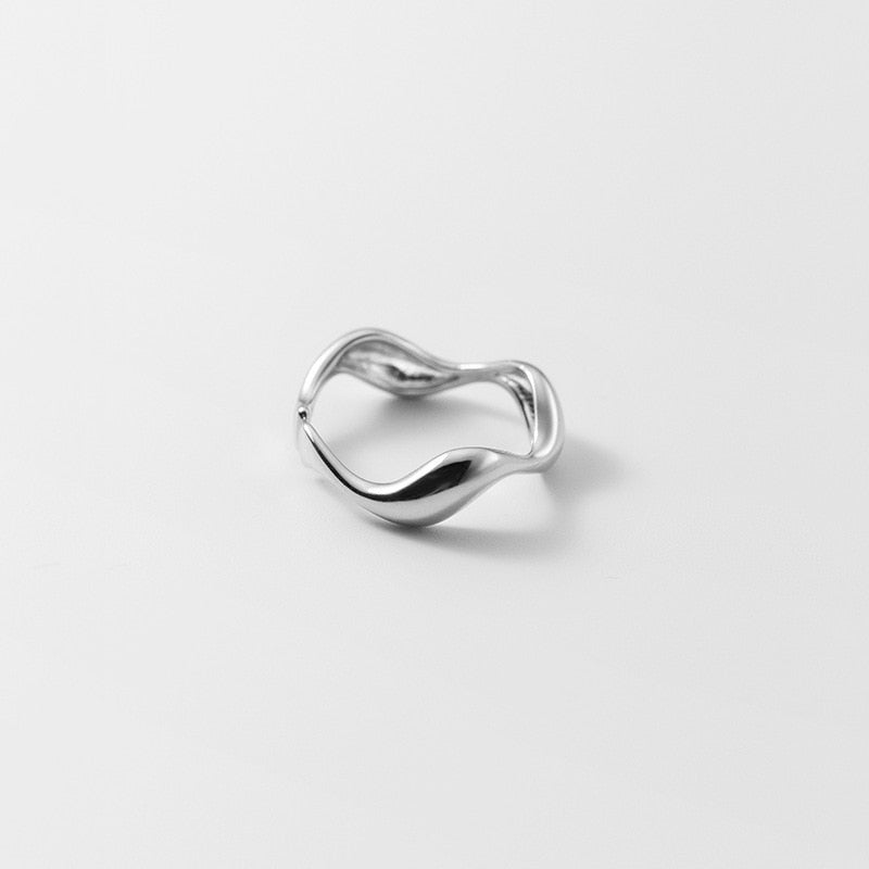 Modian 925 Sterling Silver Irregular Design Water Drop Stackable Finger Ring - Jeglowstore