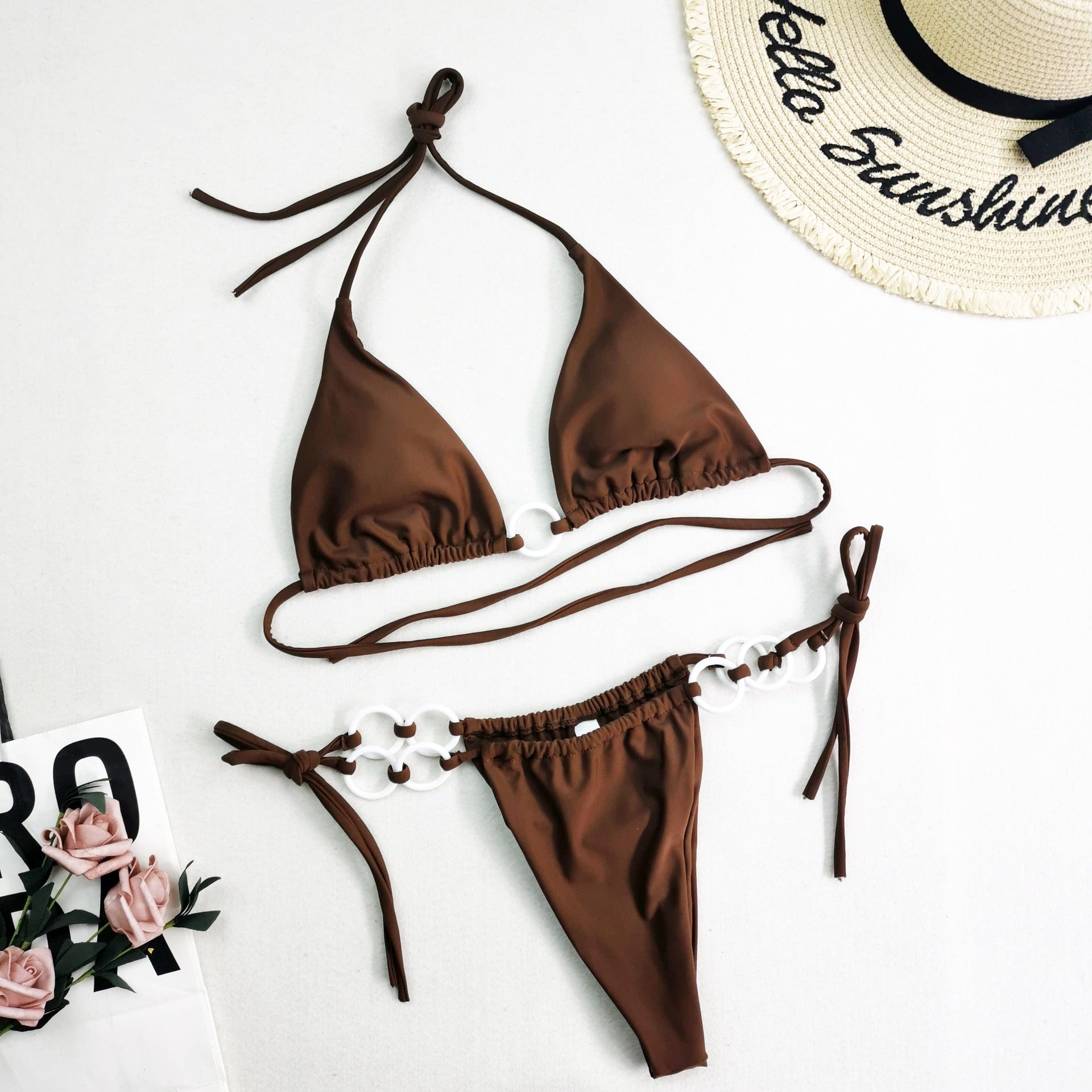 Cross String Hollow Out Swimsuit