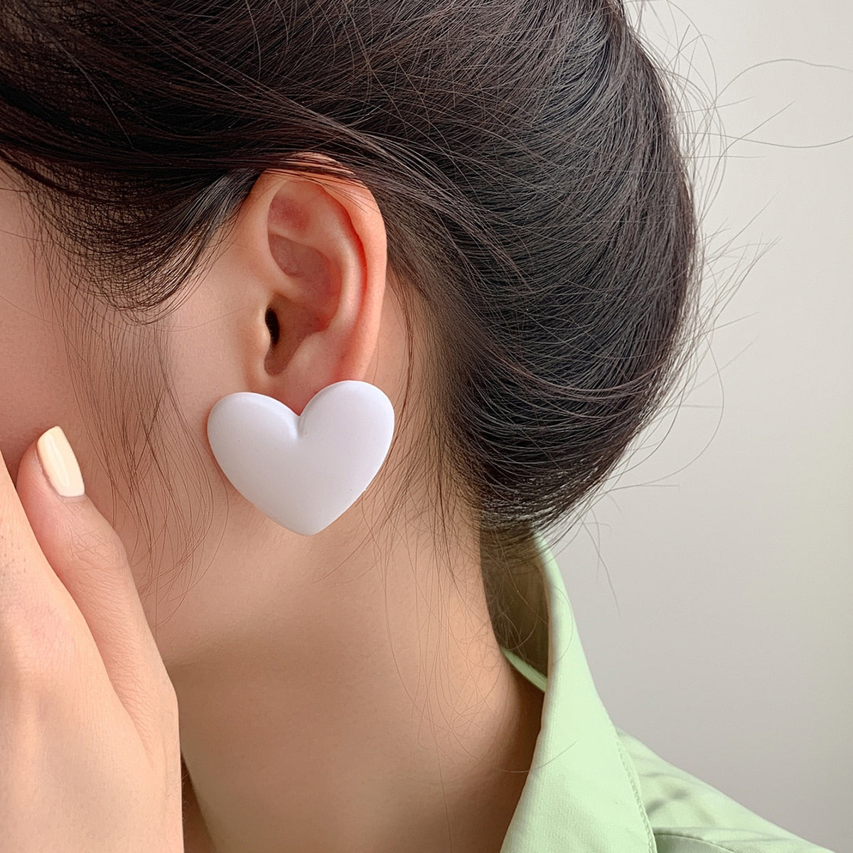 Korean style candy colors C-shaped earrings