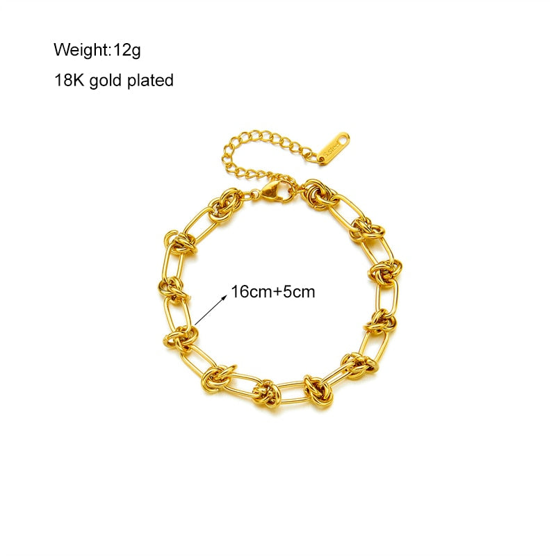 DIEYURO 316L Stainless Steel Gold Silver Color Chain Bracele