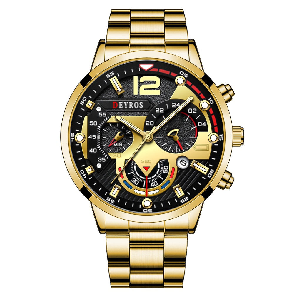 Luxury Stainless Steel Quartz Wristwatch