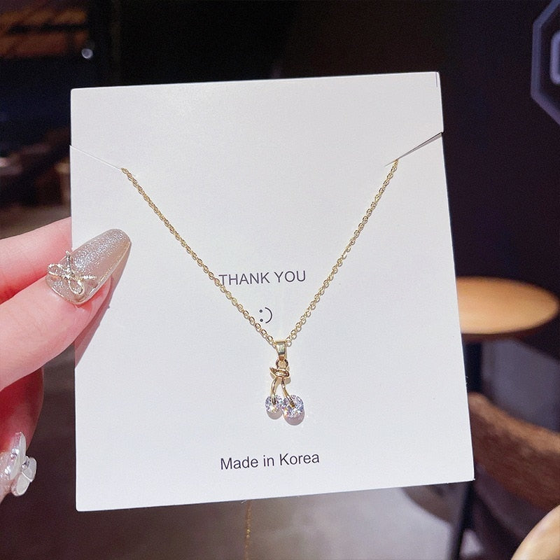 Heart Zircon Crystal Stainless Steel Necklace