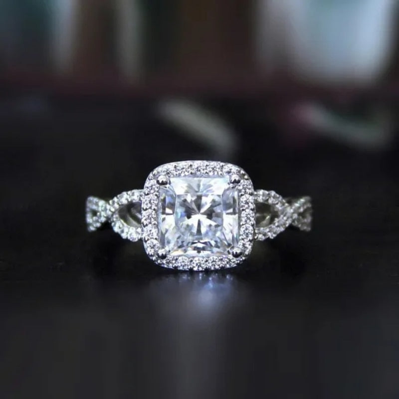 Classic Design Dazzling Square Zircon Ring