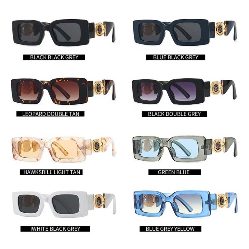 Vintage Fashion Square Luxury Designer Black Sun glasses