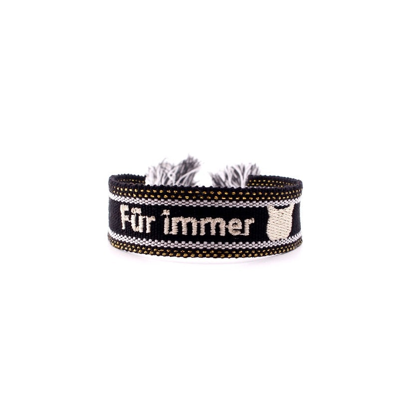 Bohemia Embroidery Letters Woven Tassel Bracele
