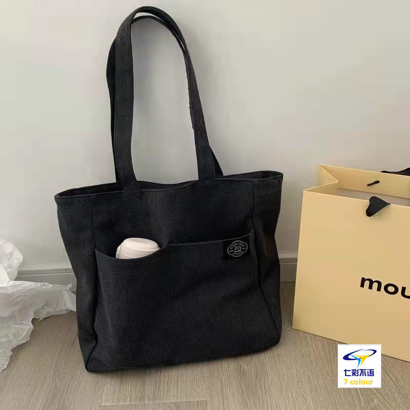 ZHE JIANG Large Capacity Cotton Reusable Canvas Tote Bag