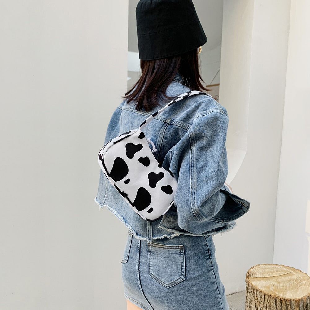 Vintage Animal Pattern Print Canvas Shoulder Bag Vintage