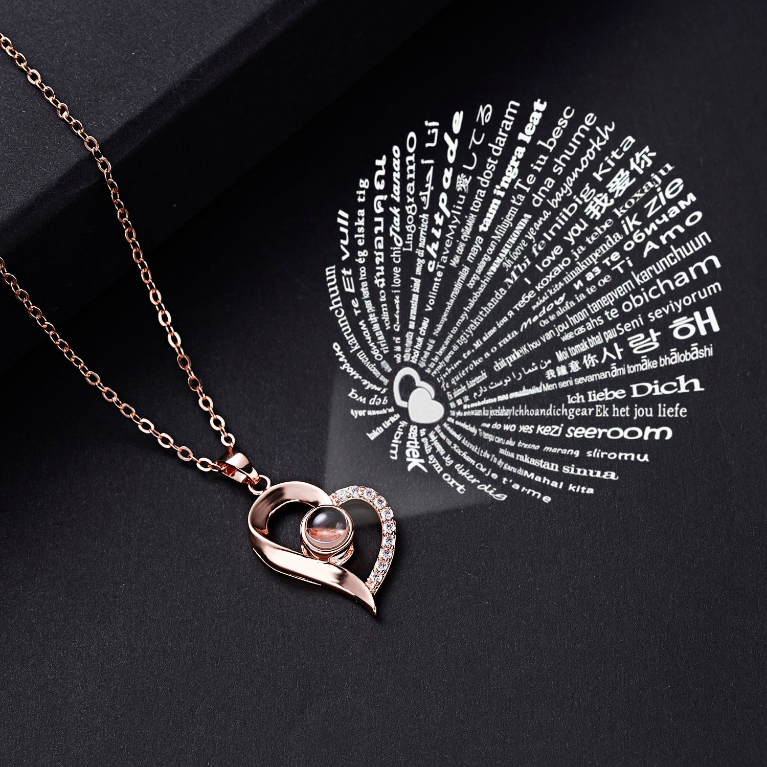 Shiny Bling Zircon Double Layer Heart Clavicle Chain  Necklace