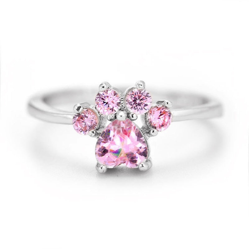 Pink Zircon Set Cute Cartoon Open Stainless Steel Ring - Jeglowstore