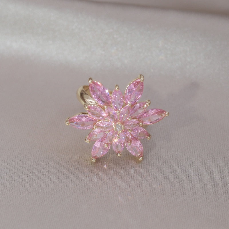 Korea New Design Luxury Zircon Flower Earrings