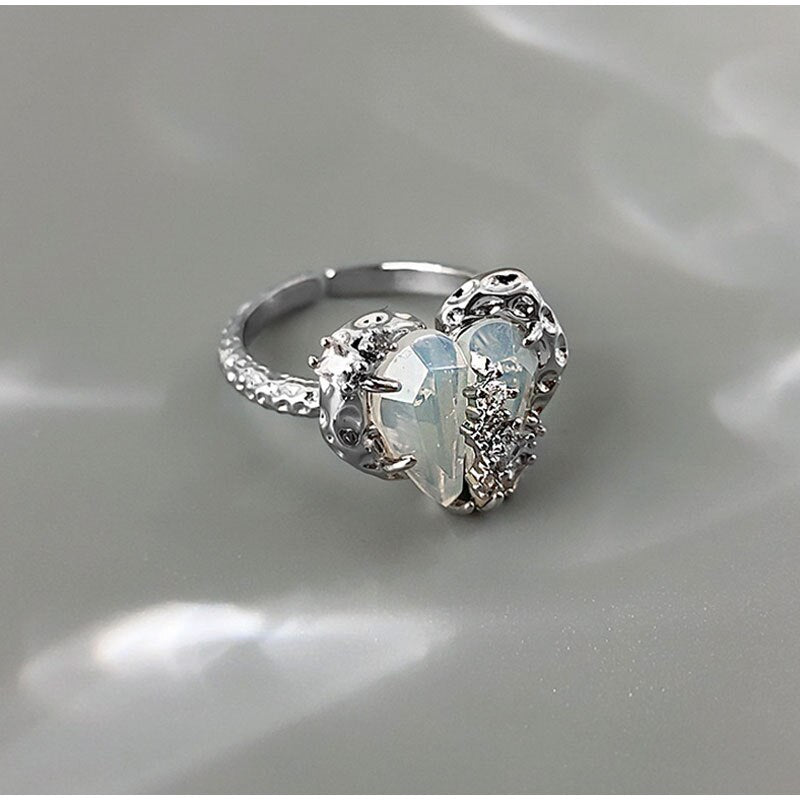 Ancient Silver Color Adjustable Chain Open Finger Ring