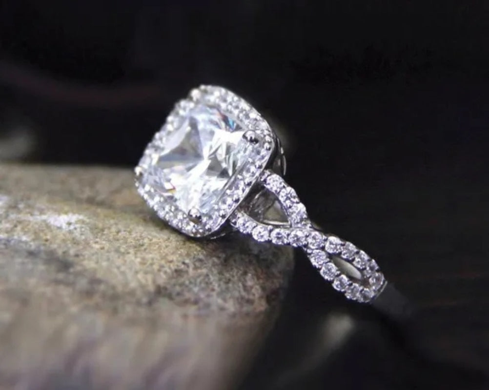 Classic Design Dazzling Square Zircon Ring