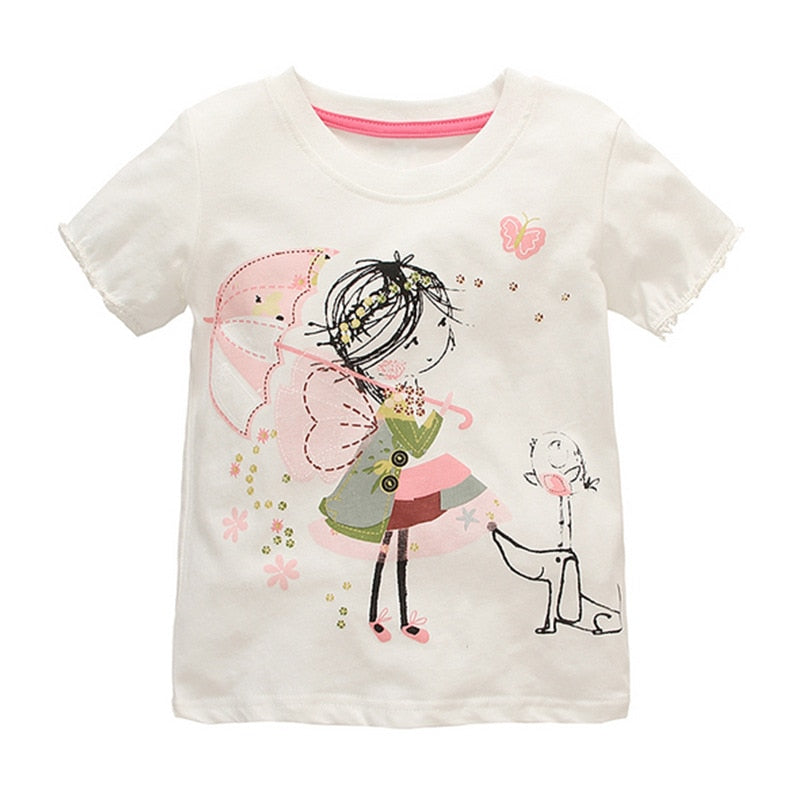 Boys Dinosaur T-shirts Cartoon Printed Girls Tees Children Tops Short-sleeve