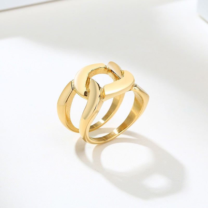 Stainless Steel Modern Wrap Wide Ring for Women