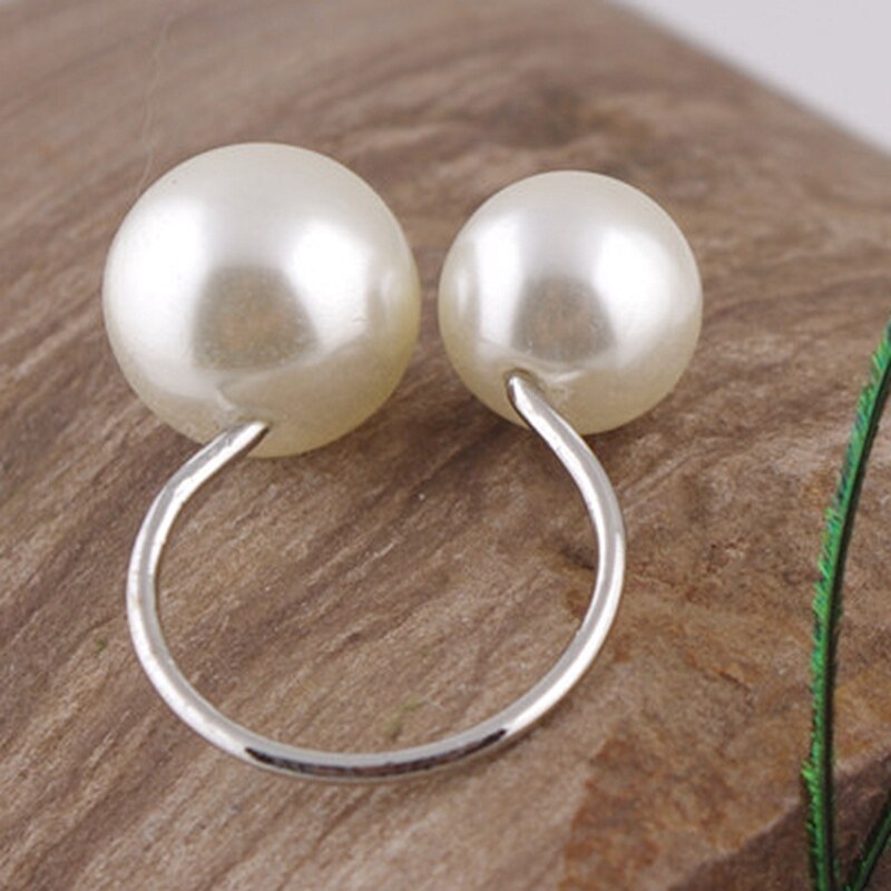 Fashion Geometrical Irregular Baroque Pearl Vintage Open Adjustable Index Ring