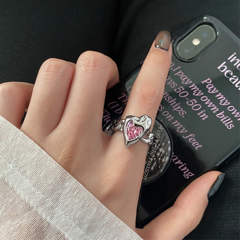 Opal Irregular Natural Stone Ring With White Opal Hollow Ring