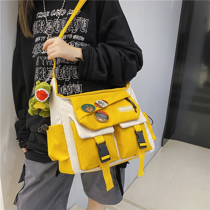 Harajuku Diagonal Nylon Canvas Messenger Bag