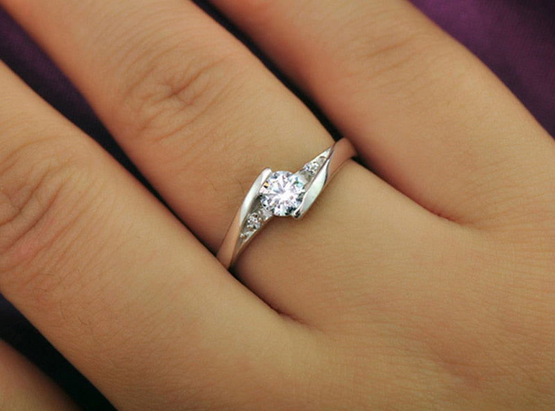 White Tibetan Silver Zircon Crystal Ring