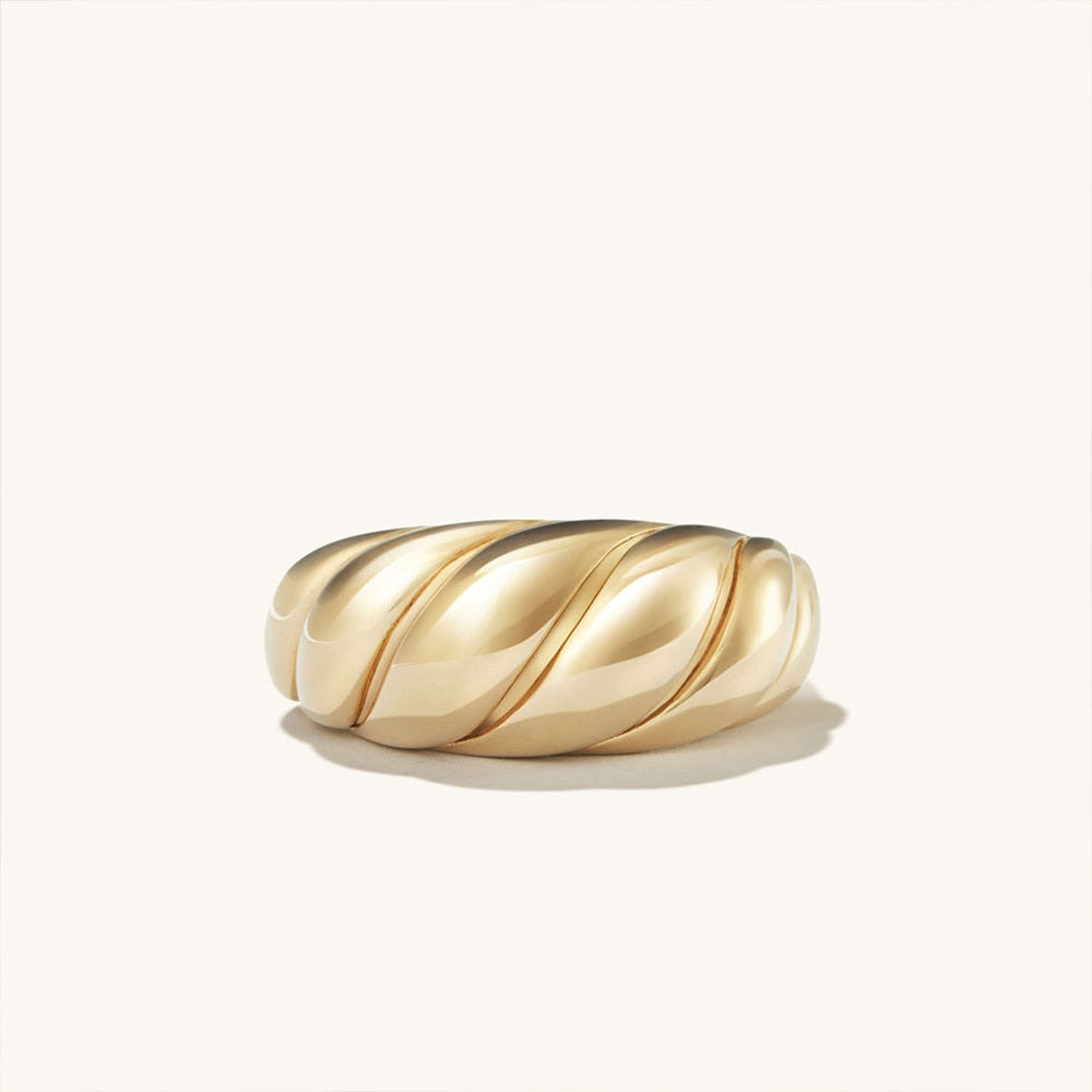 eManco Simple Fashion Style texture  Stainless Steel Ring